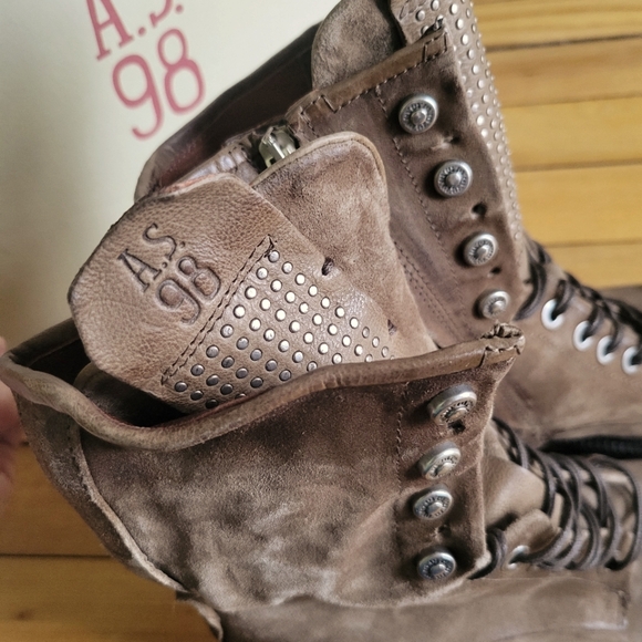 NIB A.S.98 Saunder Leather Combat Boots, Tobacco, Womens EU 40 - Picture 7 of 8